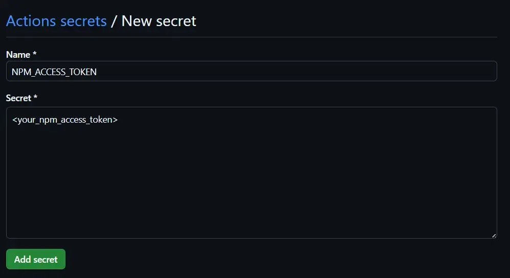 Actions new secret