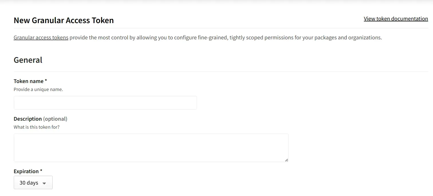 NPM generate granular access token